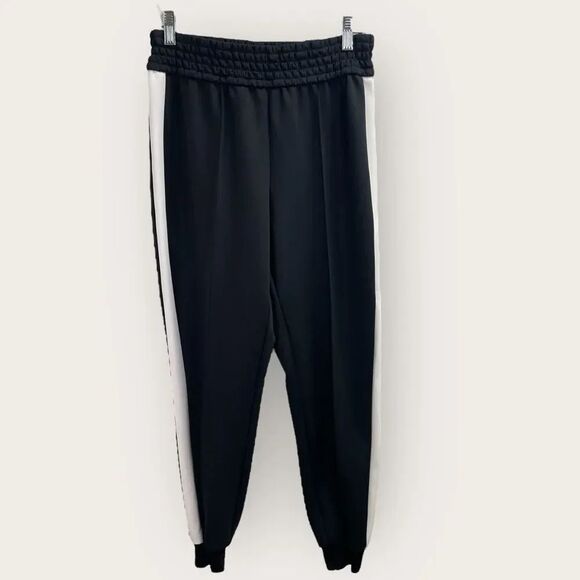 Alice + Olivia Tokyo Hi tech Joggers, Medium. Black, white stripe. track pants - Picture 13 of 14